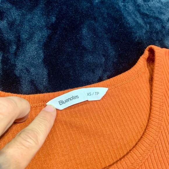 💛 Bluenotes Ribbed Button-Front Top - Orange - Size XS - Picture 7 of 7